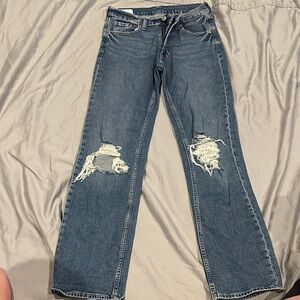 GAP Blue Distressed Flare Jeans